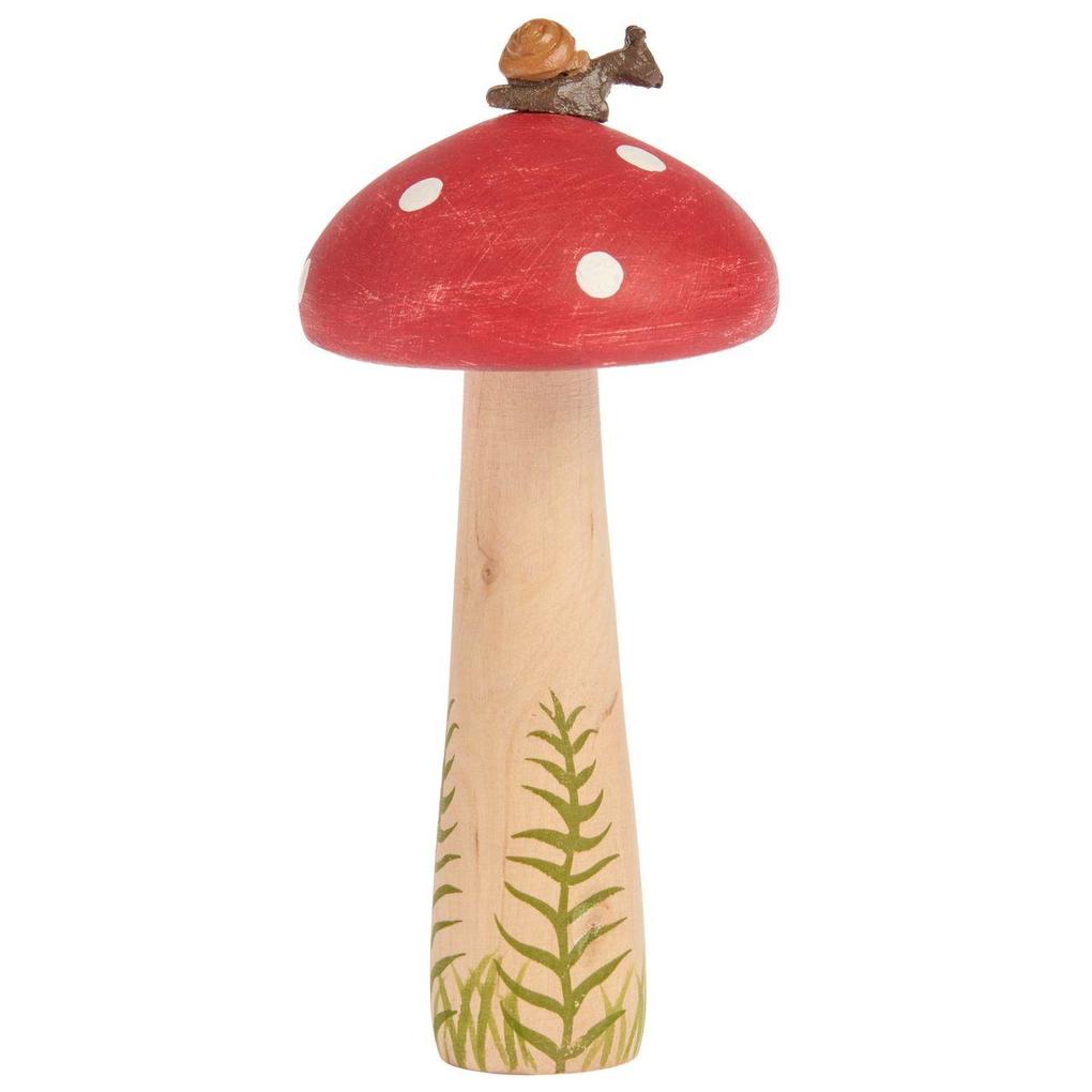 Holz-Fliegenpilz Rot-Natur 16 x 7 x 7cm FSC 100%