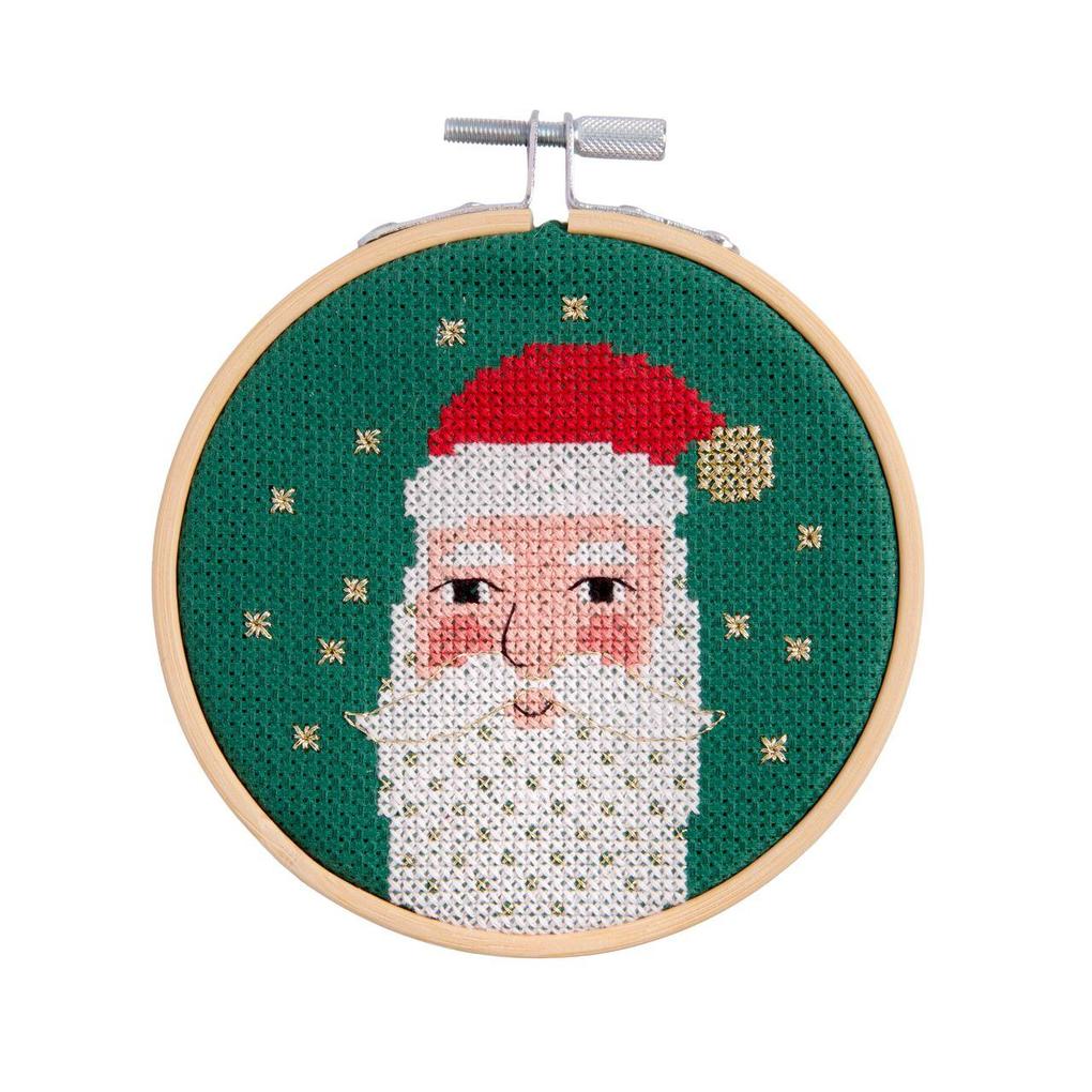 Stickp. Gez. Kreuzstich Weihnachtsmann Ø 10 cm