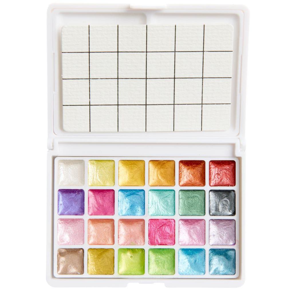 Mini Aquarellfarbkasten 24 Farben Metallic