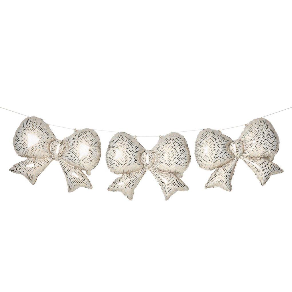 Folienballon Set Schleifen Pünktchen Creme/Gold