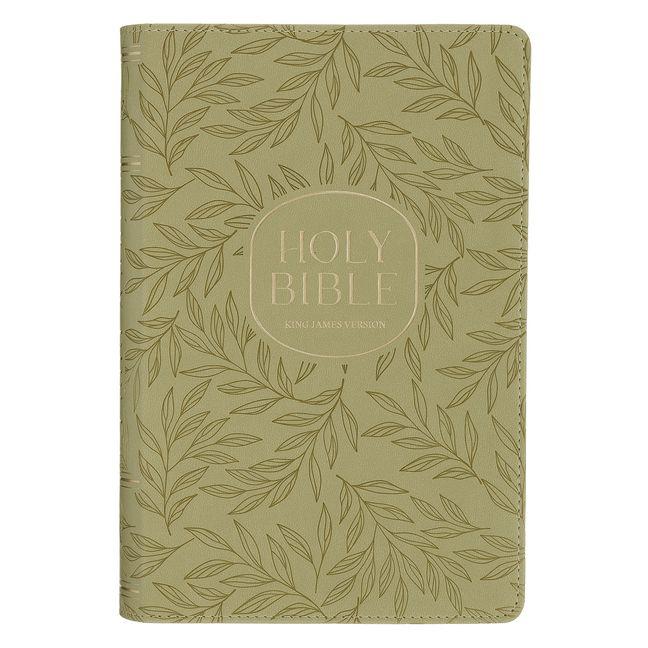 KJV Bible Reader's Edition XL Print Faux Leather Green Leaves