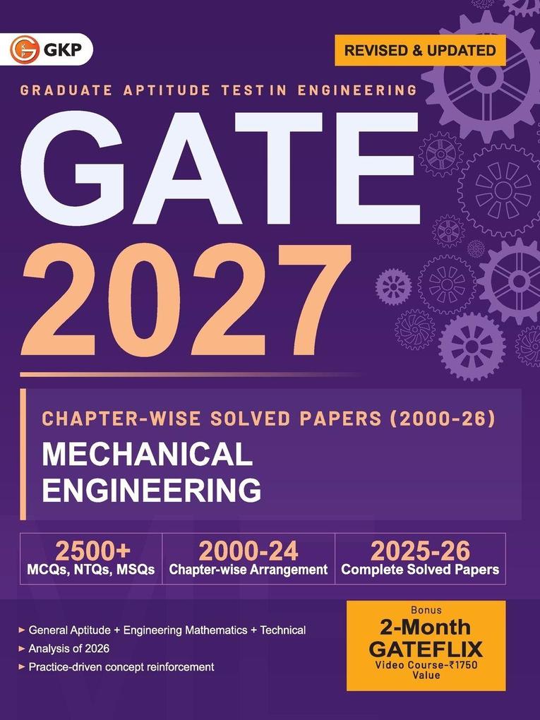 GATE 2027 Mechanical Engineering | Chapter-wise Previous Year Solved Papers (2000-2026) | 27 Years PYQ with Detailed Solutions | MCQs NTQs & MSQs | GATE ME Chapterwise Question Bank