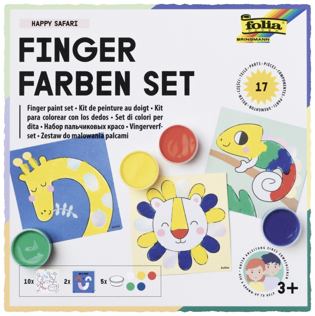 FOLIA Bastelartikel Fingerfarben Set HAPPY SAFARI