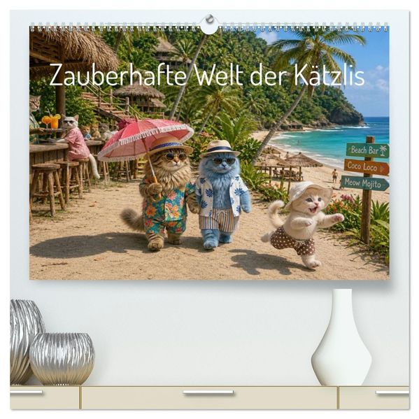 Zauberhafte Welt der Kätzlis (hochwertiger Premium Wandkalender 2027 DIN A2 quer) Kunstdruck in Hochglanz