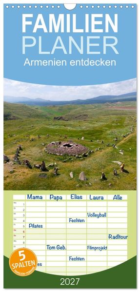 Familienplaner 2027 - Armenien entdecken mit 5 Spalten (Wandkalender 21 x 45 cm) CALVENDO