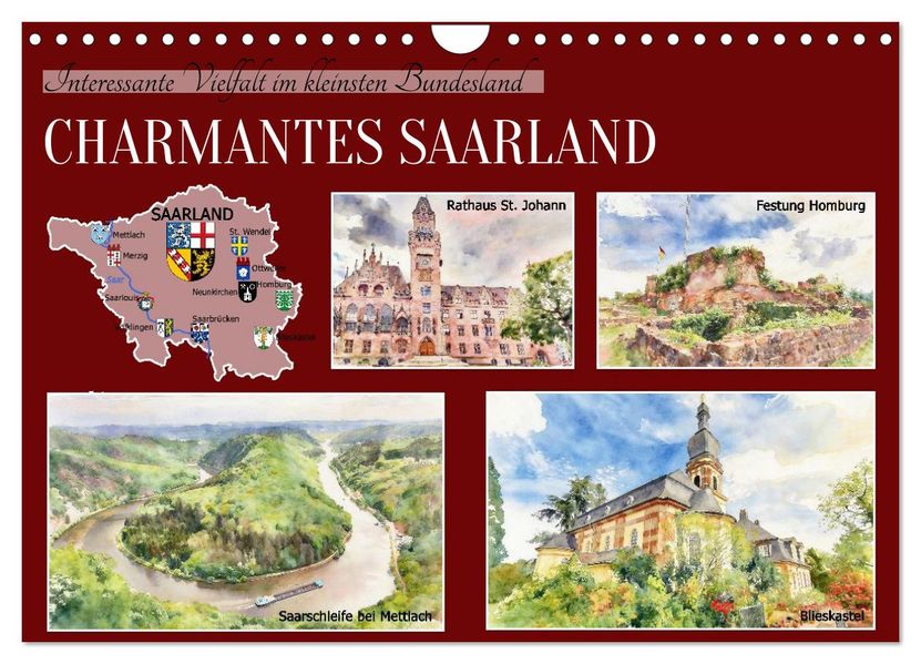 Charmantes Saarland (Wandkalender 2027 DIN A4 quer) CALVENDO Monatskalender