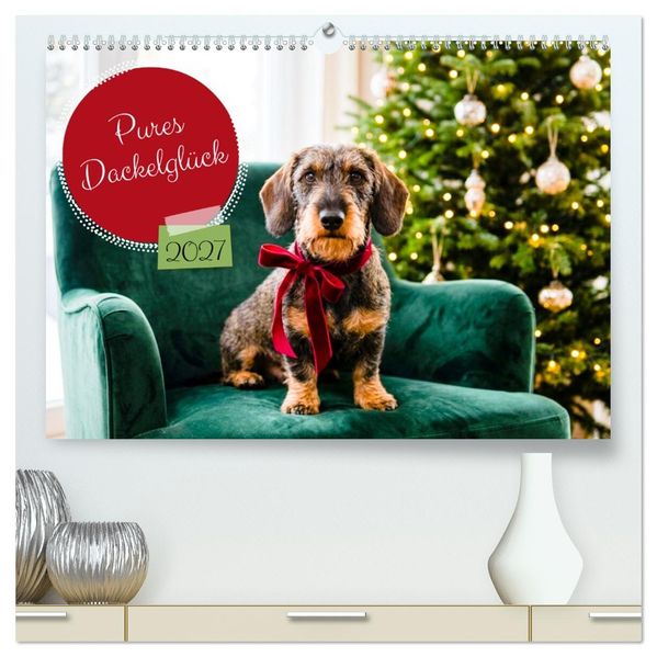 Pures Dackelglück (hochwertiger Premium Wandkalender 2027 DIN A2 quer) Kunstdruck in Hochglanz