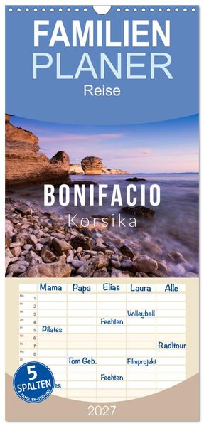 Familienplaner 2027 - Bonifacio. Korsika mit 5 Spalten (Wandkalender 21 x 45 cm) CALVENDO