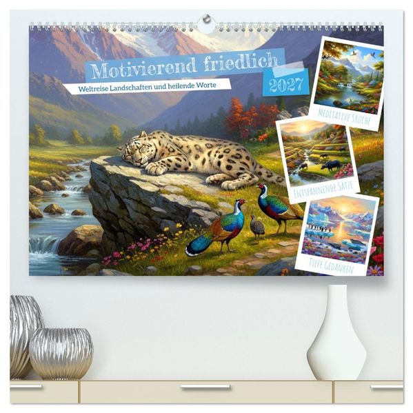 Motivierend friedlich (hochwertiger Premium Wandkalender 2027 DIN A2 quer) Kunstdruck in Hochglanz