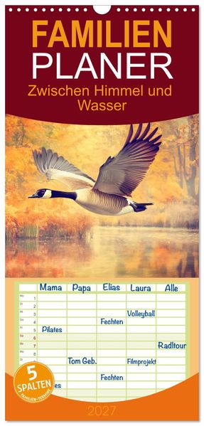 Familienplaner 2027 - Zwischen Himmel und Wasser mit 5 Spalten (Wandkalender 21 x 45 cm) CALVENDO