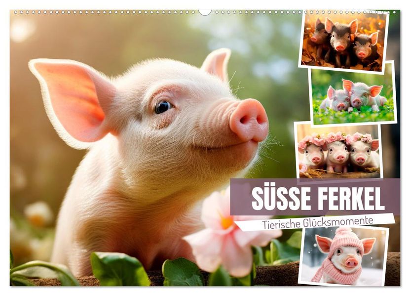 Süße Ferkel - Tierische Glücksmomente (Wandkalender 2027 DIN A2 quer) CALVENDO Monatskalender