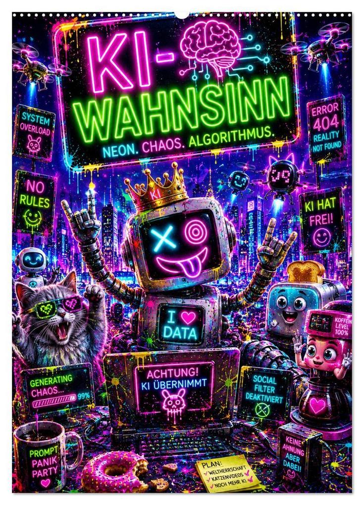 KI - Wahnsinn. neon. chaos. algorithmus (Wandkalender 2027 DIN A2 hoch) CALVENDO Monatskalender