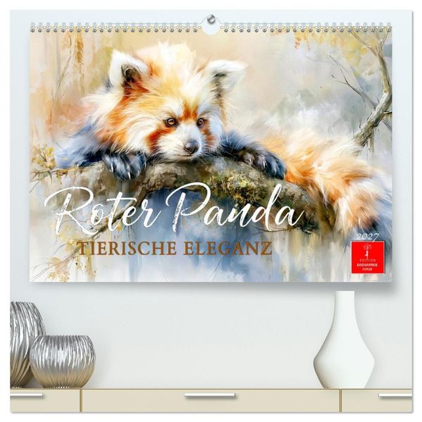 Roter Panda - Tierische Eleganz (hochwertiger Premium Wandkalender 2027 DIN A2 quer) Kunstdruck in Hochglanz