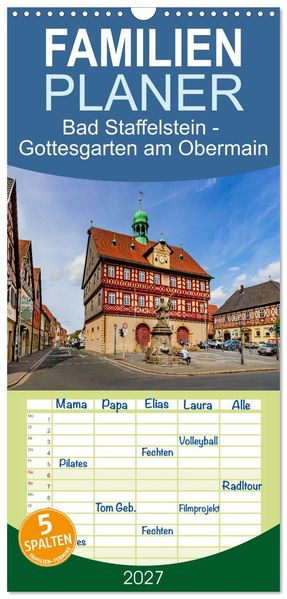 Familienplaner 2027 - Bad Staffelstein - Gottesgarten am Obermain mit 5 Spalten (Wandkalender 21 x 45 cm) CALVENDO