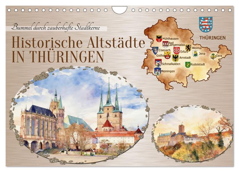 Historische Altstädte in Thüringen (Wandkalender 2027 DIN A4 quer) CALVENDO Monatskalender