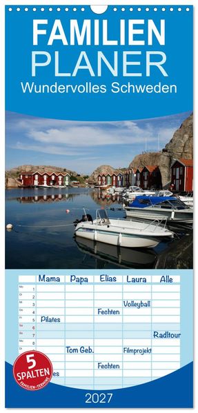 Familienplaner 2027 - Wundervolles Schweden mit 5 Spalten (Wandkalender 21 x 45 cm) CALVENDO