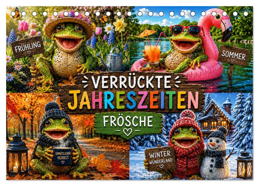 Verrückte Jahreszeiten Frösche (Tischkalender 2027 DIN A5 quer) CALVENDO Monatskalender