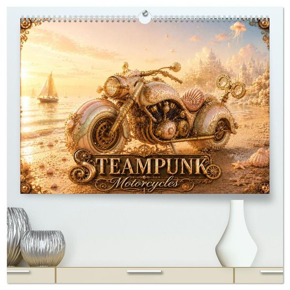 STEAMPUNK Motorcycles (hochwertiger Premium Wandkalender 2027 DIN A2 quer) Kunstdruck in Hochglanz