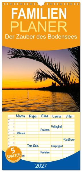 Familienplaner 2027 - Der Zauber des Bodensees mit 5 Spalten (Wandkalender 21 x 45 cm) CALVENDO