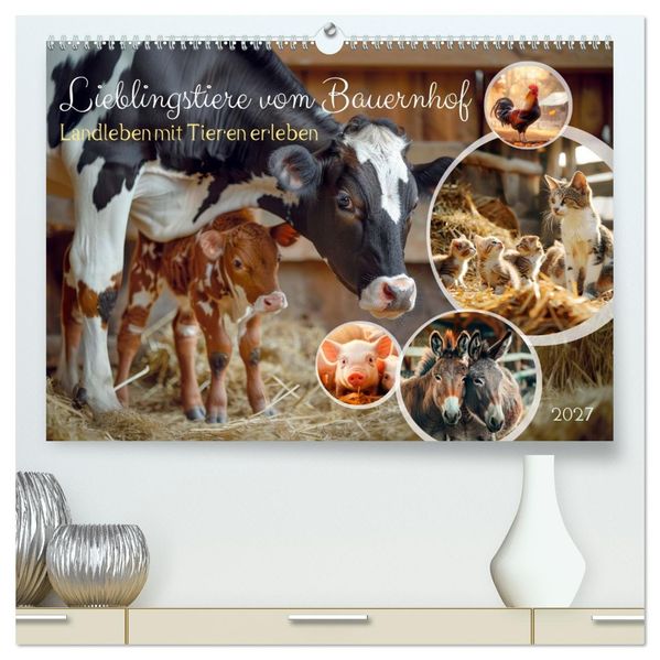 Lieblingstiere vom Bauernhof (hochwertiger Premium Wandkalender 2027 DIN A2 quer) Kunstdruck in Hochglanz