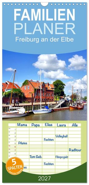 Familienplaner 2027 - Freiburg an der Elbe mit 5 Spalten (Wandkalender 21 x 45 cm) CALVENDO
