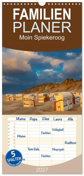 Familienplaner 2027 - Moin Spiekeroog mit 5 Spalten (Wandkalender 21 x 45 cm) CALVENDO
