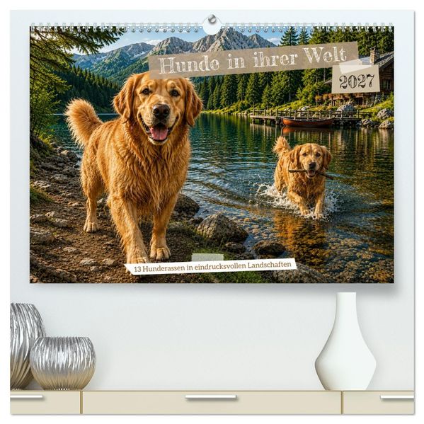 Hunde in ihrer Welt (hochwertiger Premium Wandkalender 2027 DIN A2 quer) Kunstdruck in Hochglanz