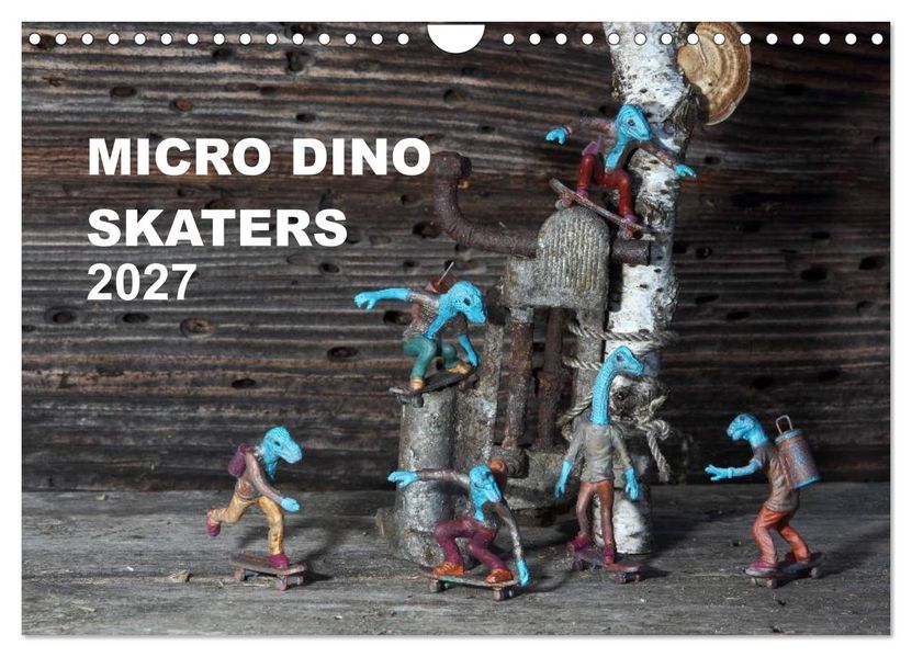 Micro Dino Skaters 2027 (Wandkalender 2027 DIN A4 quer) CALVENDO Monatskalender