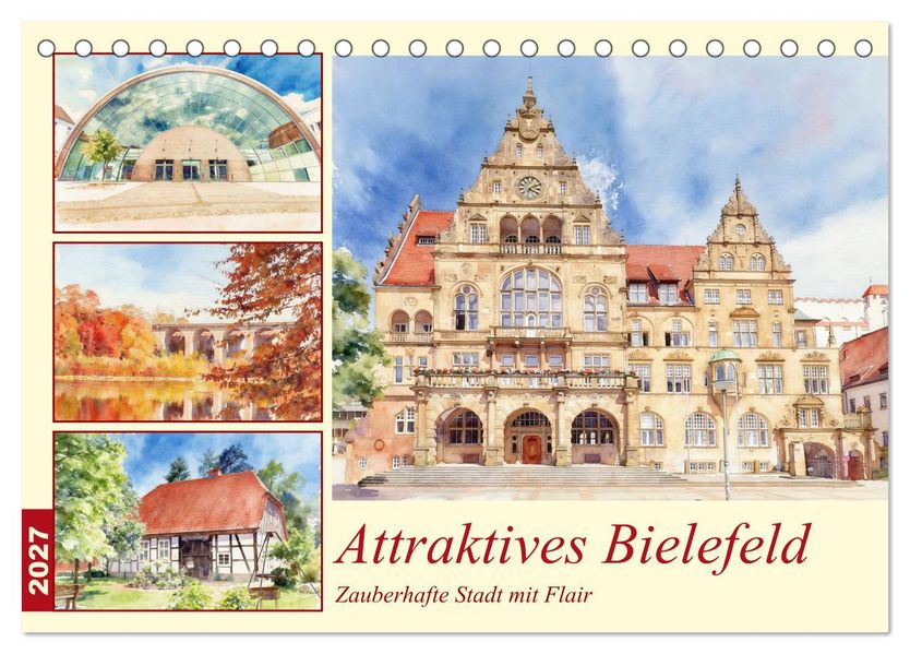 Attraktives Bielefeld (Tischkalender 2027 DIN A5 quer) CALVENDO Monatskalender