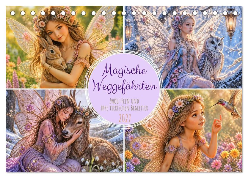Magische Weggefährten - Zwölf Feen und ihre tierischen Begleiter (Tischkalender 2027 DIN A5 quer) CALVENDO Monatskalender