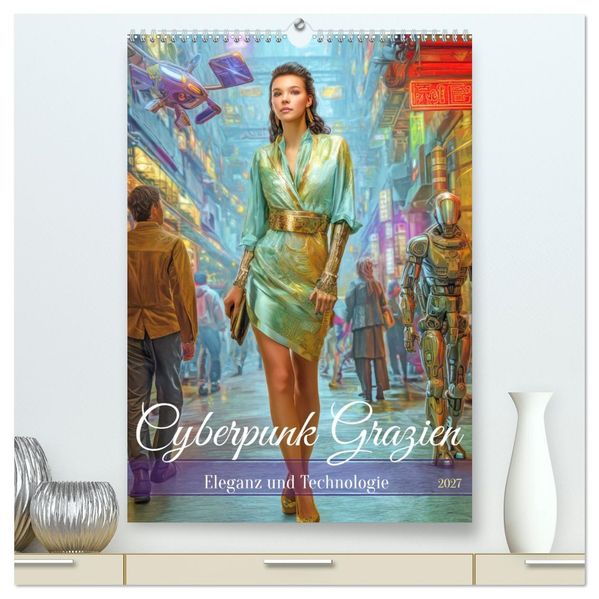 Cyberpunk Grazien - Eleganz und Technologie (hochwertiger Premium Wandkalender 2027 DIN A2 hoch) Kunstdruck in Hochglanz