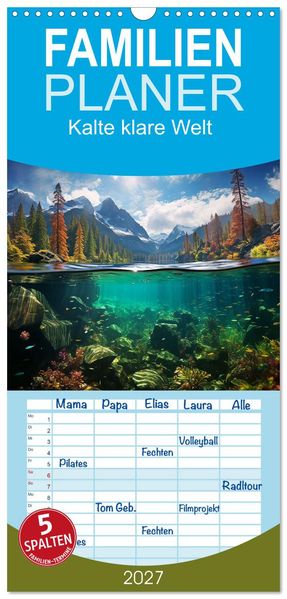 Familienplaner 2027 - Kalte klare Welt mit 5 Spalten (Wandkalender 21 x 45 cm) CALVENDO