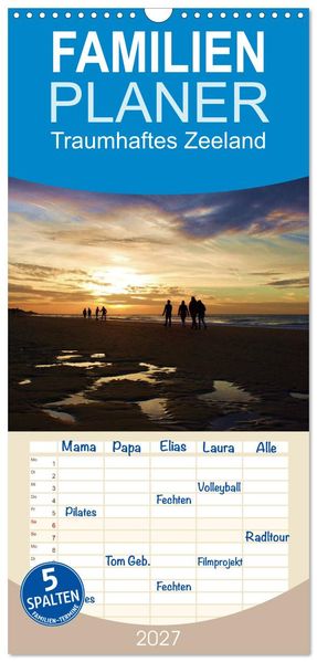 Familienplaner 2027 - Traumhaftes Zeeland mit 5 Spalten (Wandkalender 21 x 45 cm) CALVENDO