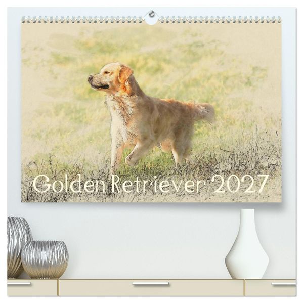 Golden Retriever 2027 (hochwertiger Premium Wandkalender 2027 DIN A2 quer) Kunstdruck in Hochglanz