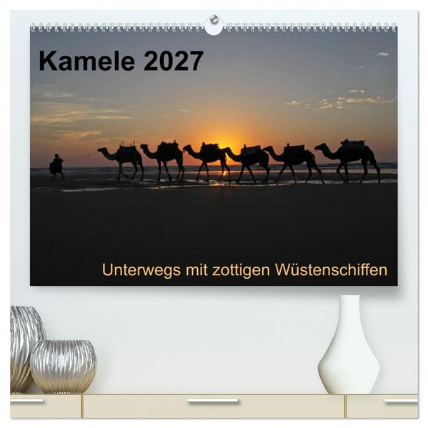 Kamele 2027 - Unterwegs mit zottigen Wüstenschiffen (hochwertiger Premium Wandkalender 2027 DIN A2 quer) Kunstdruck in Hochglanz