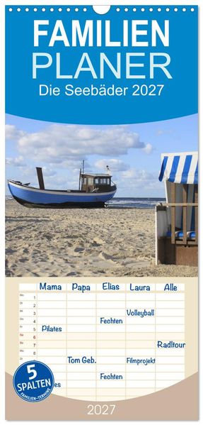 Familienplaner 2027 - Die Seebäder 2027 mit 5 Spalten (Wandkalender 21 x 45 cm) CALVENDO