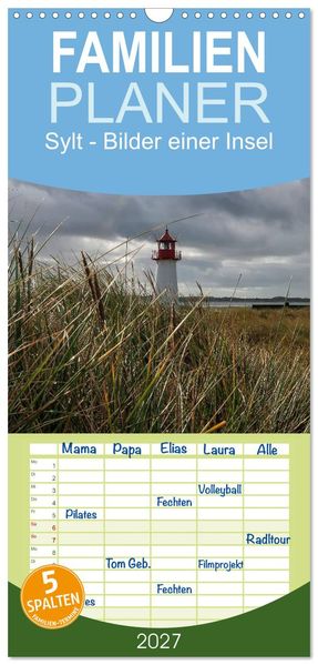 Familienplaner 2027 - Sylt - Bilder einer Insel mit 5 Spalten (Wandkalender 21 x 45 cm) CALVENDO