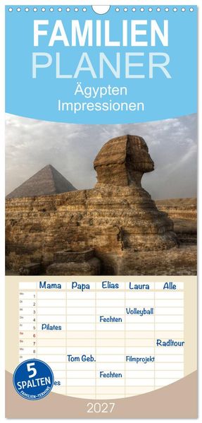 Familienplaner 2027 - Ägypten - Impressionen mit 5 Spalten (Wandkalender 21 x 45 cm) CALVENDO