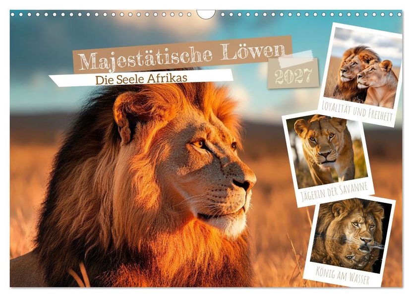 Majestätische Löwen - Die Seele Afrikas (Wandkalender 2027 DIN A3 quer) CALVENDO Monatskalender