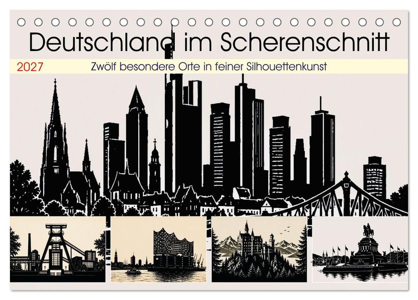 Deutschland im Scherenschnitt (Tischkalender 2027 DIN A5 quer) CALVENDO Monatskalender