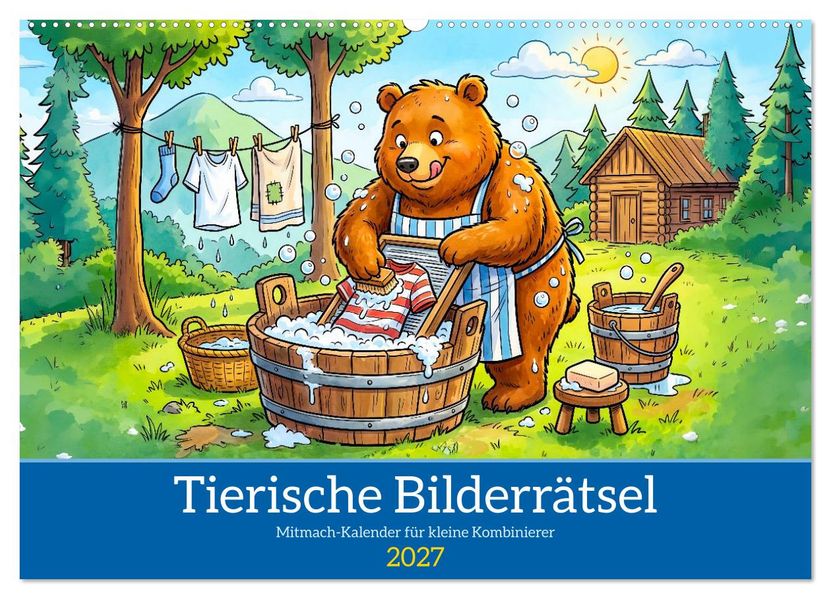 Tierische Bilderrätsel - Mitmach-Kalender für kleine Kombinierer (Wandkalender 2027 DIN A2 quer) CALVENDO Monatskalender