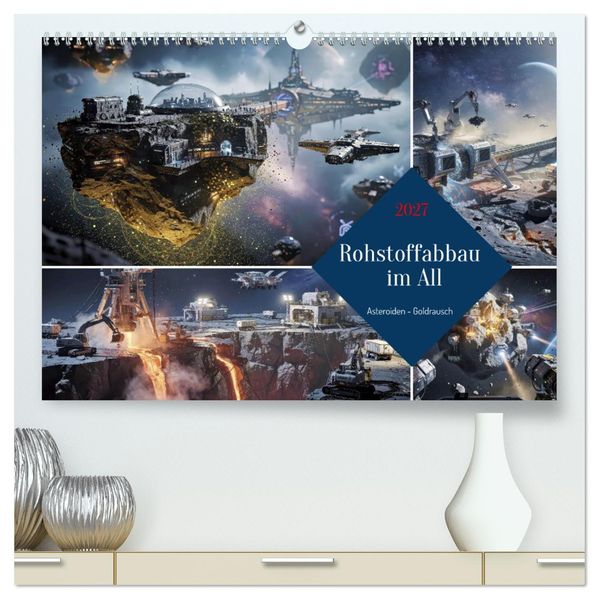 Rohstoffabbau im All (hochwertiger Premium Wandkalender 2027 DIN A2 quer) Kunstdruck in Hochglanz