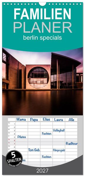 Familienplaner 2027 - berlin specials mit 5 Spalten (Wandkalender 21 x 45 cm) CALVENDO