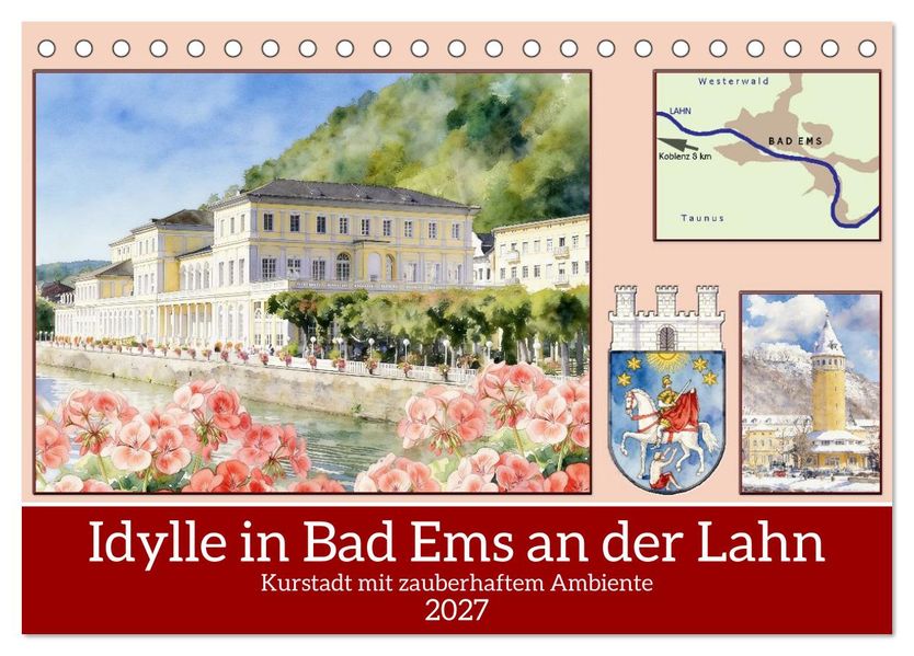 Idylle in Bad Ems an der Lahn (Tischkalender 2027 DIN A5 quer) CALVENDO Monatskalender