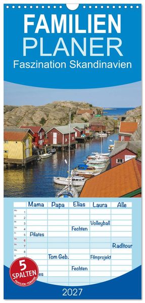 Familienplaner 2027 - Faszination Skandinavien mit 5 Spalten (Wandkalender 21 x 45 cm) CALVENDO