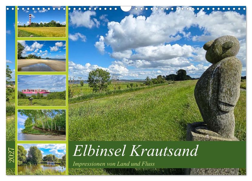 Elbinsel Krautsand - Impressionen von Land und Fluss (Wandkalender 2027 DIN A3 quer) CALVENDO Monatskalender
