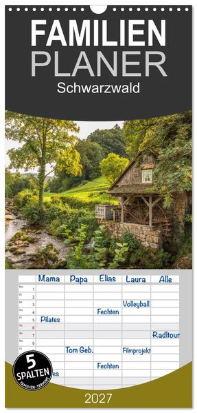 Familienplaner 2027 - Schwarzwald mit 5 Spalten (Wandkalender 21 x 45 cm) CALVENDO