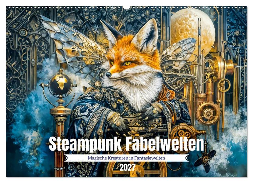 Steampunk Fabelwelten - Magische Kreaturen in Fantasiewelten (Wandkalender 2027 DIN A2 quer) CALVENDO Monatskalender