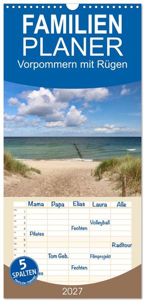 Familienplaner 2027 - Vorpommern mit Rügen mit 5 Spalten (Wandkalender 21 x 45 cm) CALVENDO