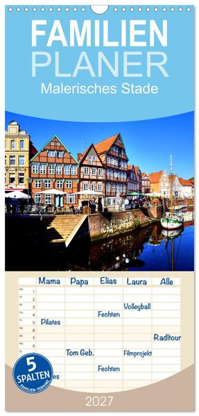 Familienplaner 2027 - Malerisches Stade mit 5 Spalten (Wandkalender 21 x 45 cm) CALVENDO